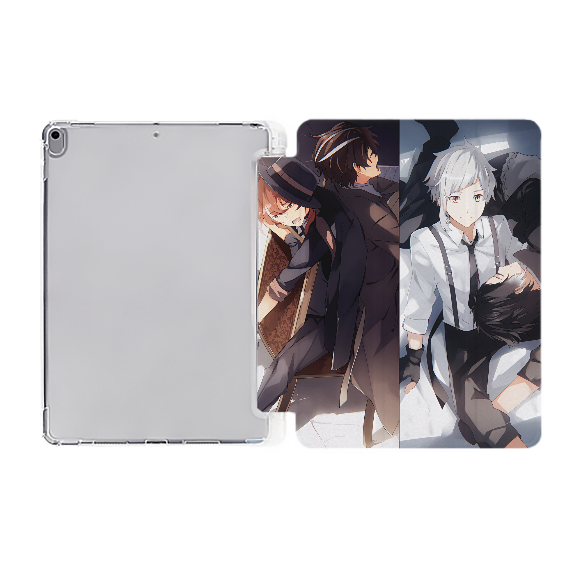 （画像用） 文豪ストレイドッグス Bungo Stray Dogs IPad ケース ペン収納付き 三つ折りスタンド PUレザー×シリコン 対応機種9.5/10.5/10.9インチ